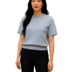 Abercrombie & Fitch Light Blue Knit Sweater Tee Womens XXS Short Sleeve Pullover
